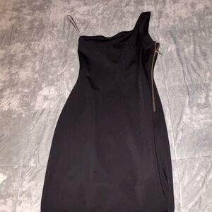 Louis Vuitton Black One-Shoulder Dress with Gold Zipper